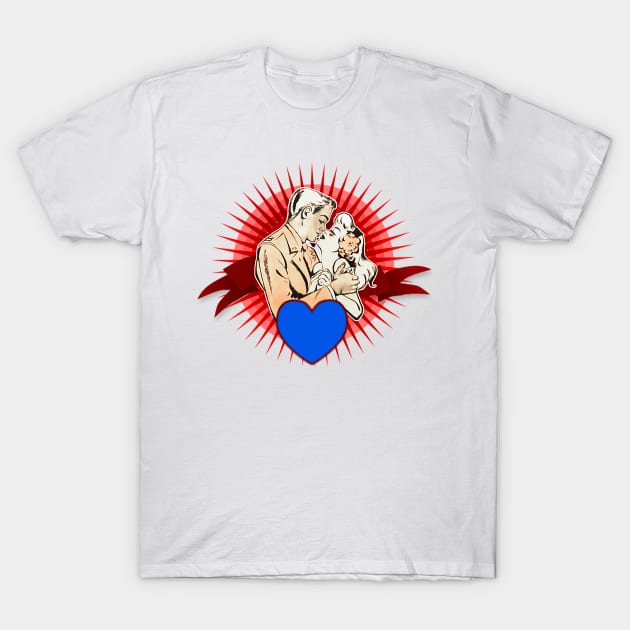 love in blue heart T-Shirt by Marccelus